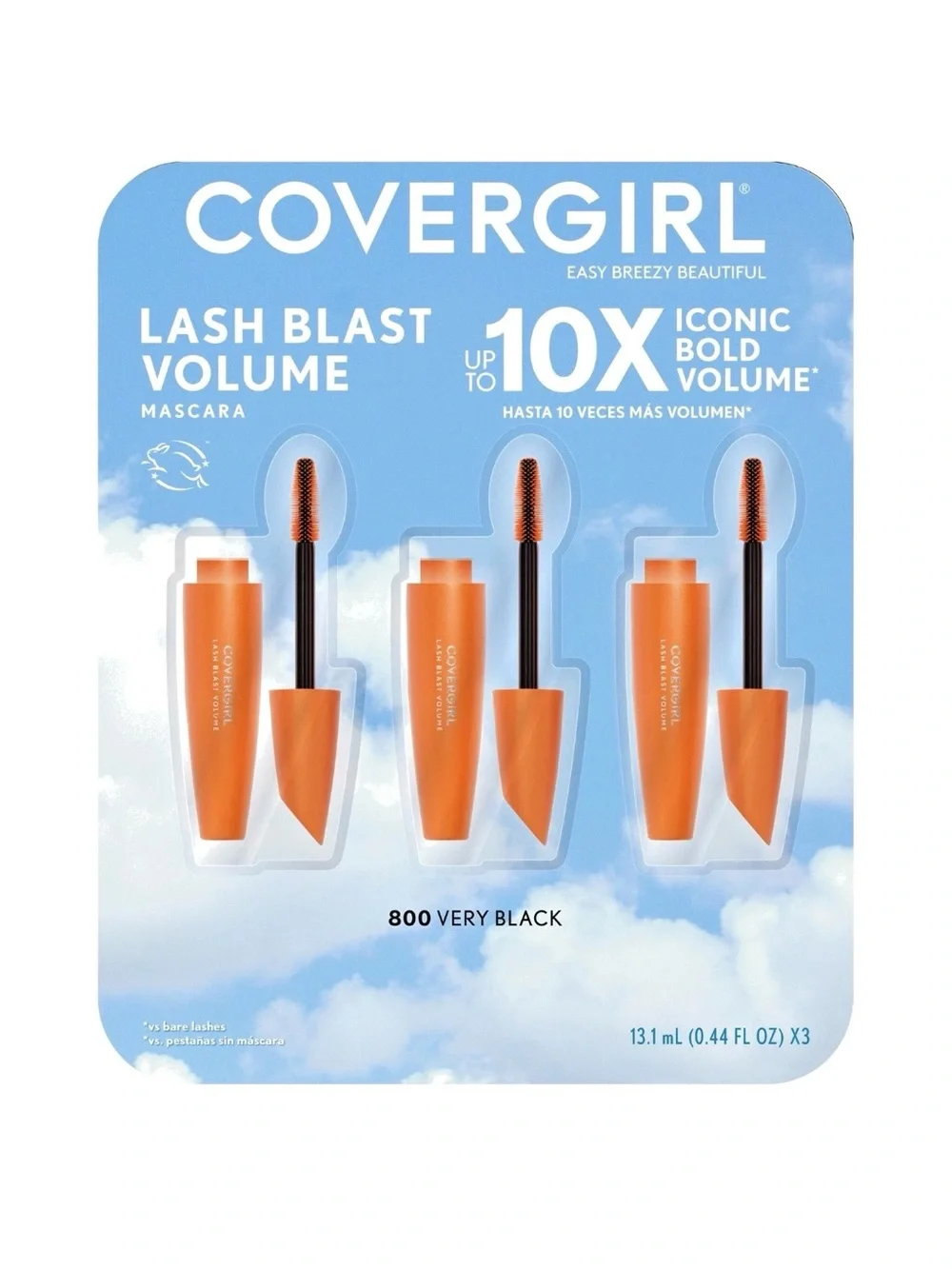 Covergirl Lash Blast Volume 10X Very Black 800 Mascara, 3 PACK 0.44 Fl/ Oz Each